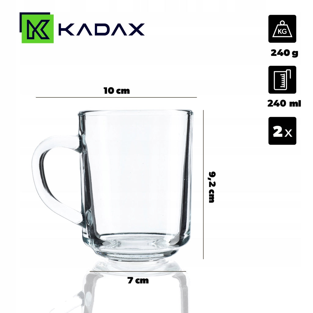 Bicchieri KADAX per tè, caffè e altre bevande con manici, set da 2 pezzi, 240 ml