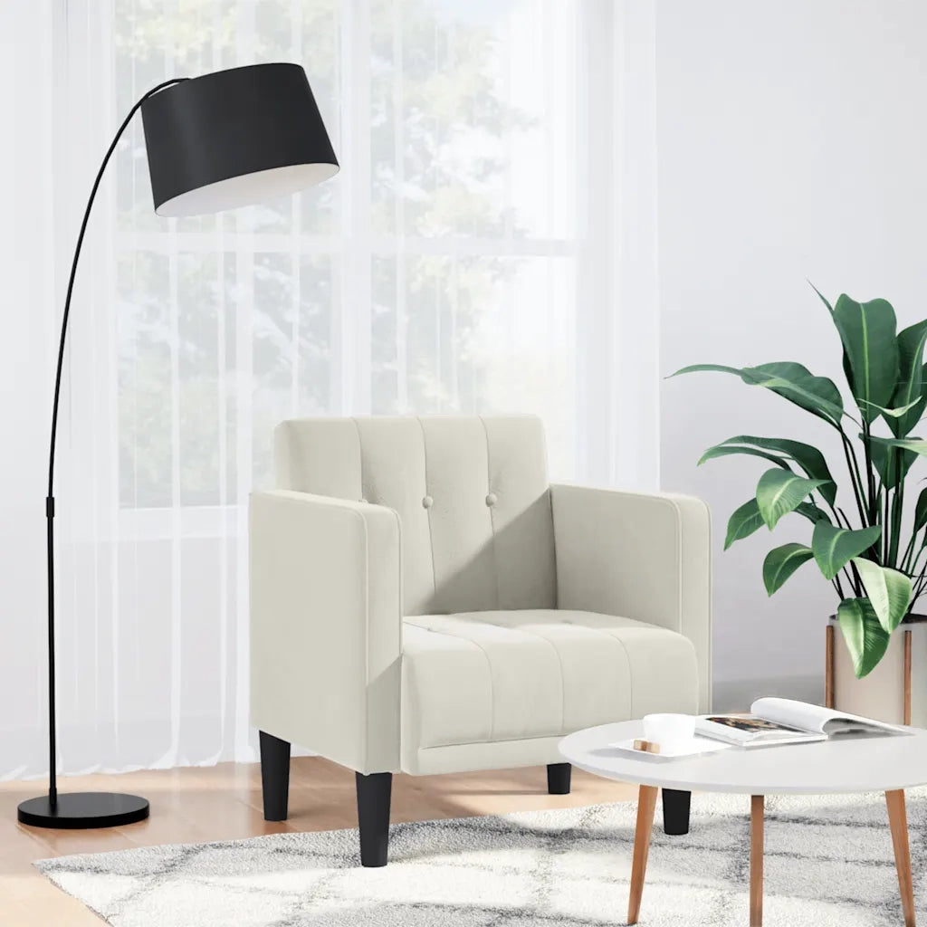 Divano Sedia con Braccioli Crema 53 cm in Velluto 4100559