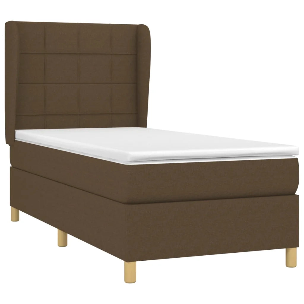 Giroletto a Molle con Materasso Marrone Scuro 100x200cm Tessuto 3128504