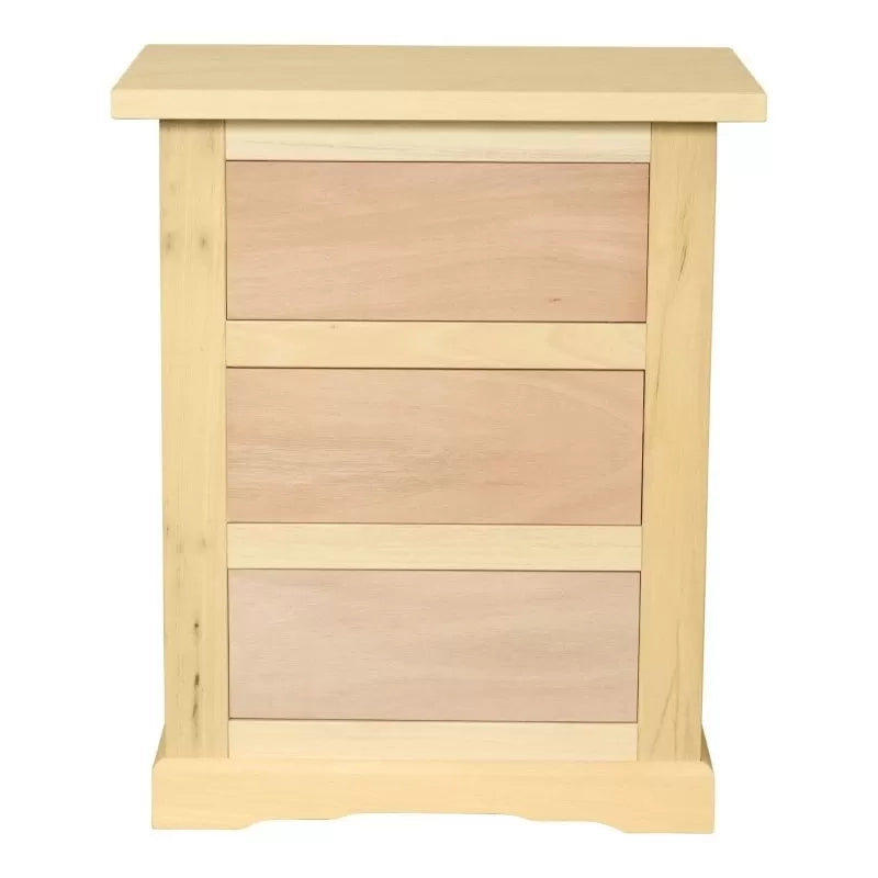 Comodino classico 3 cassetti in legno grezzo 60x35x64 - Mobili 2G