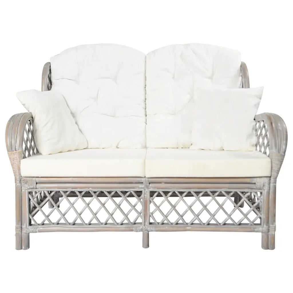 Divano a 2 Posti in Rattan Grigio 325473