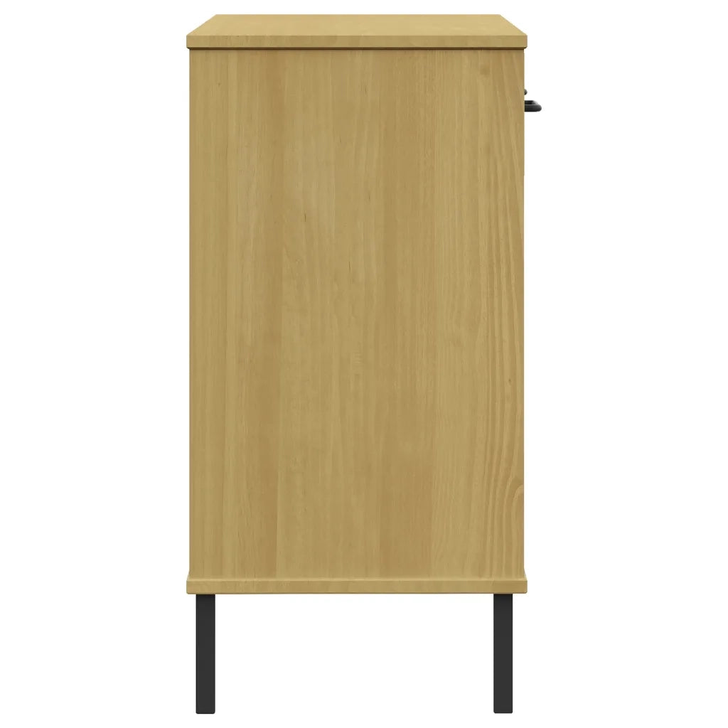 Mobile Consolle | Tavolo d'Ingresso Gambe Metallo Marrone Legno Massello Pino OSLO