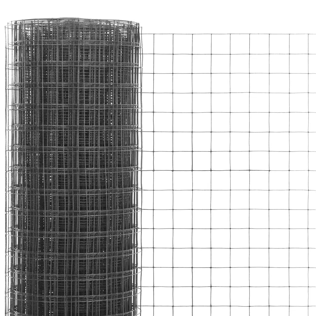 Recinzione da Giardino | Recinzione in Rete per Pollaio in Acciaio e PVC 25x1 m Grigia