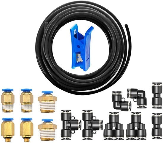 Pompa ad aria - Seringa di aspirazione 10 metri - Alta flessibilità - Nero - Connesse rapide - Adatto per compressori d'aria - 4x2,5mm