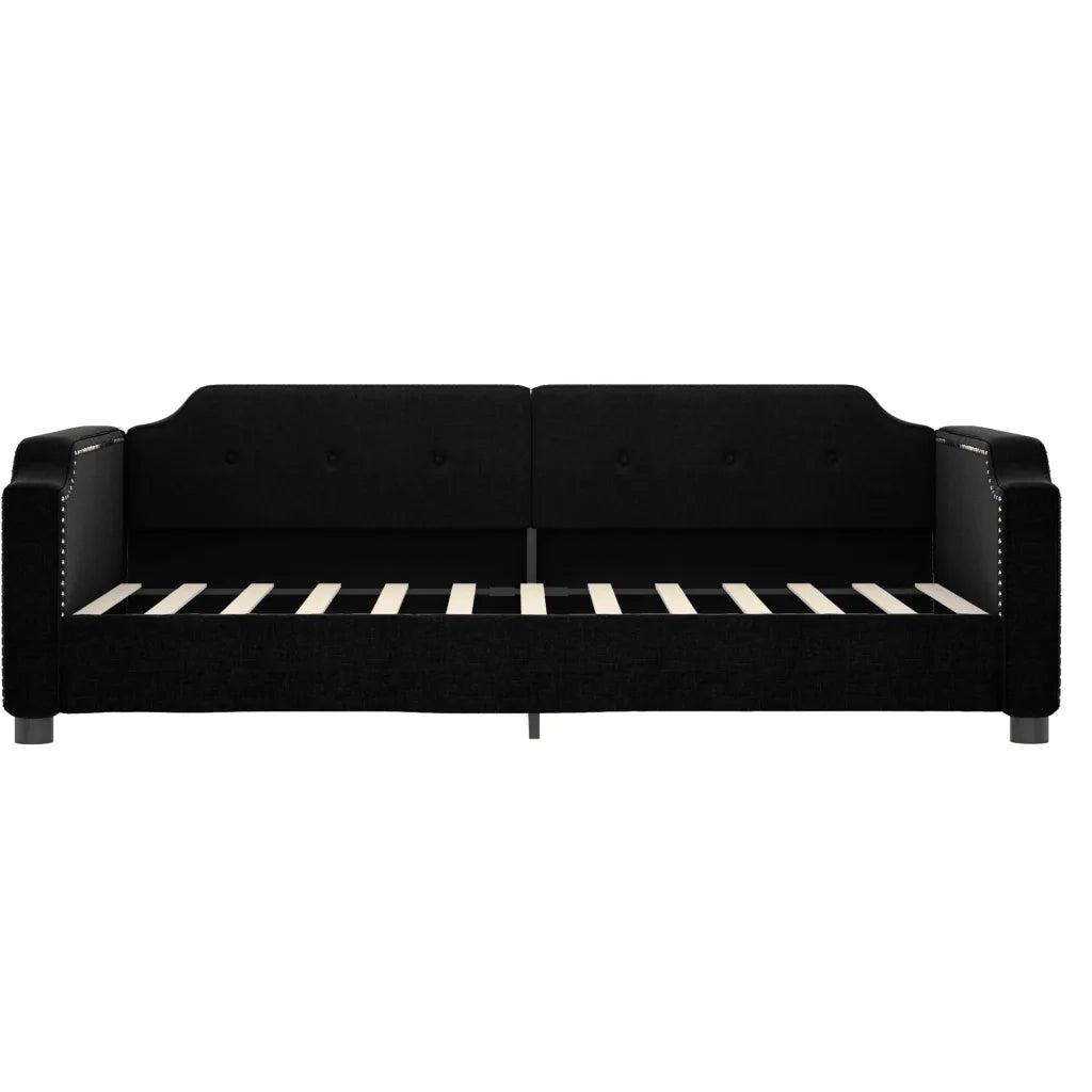 Divano Letto Estraibile con Cassetti Nero 100x200 cm in Tessuto 3197677