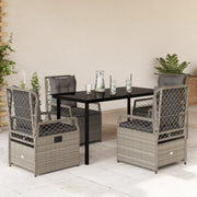 Set Pranzo da Giardino 5pz con Cuscini Grigio Chiaro Polyrattan 3263036