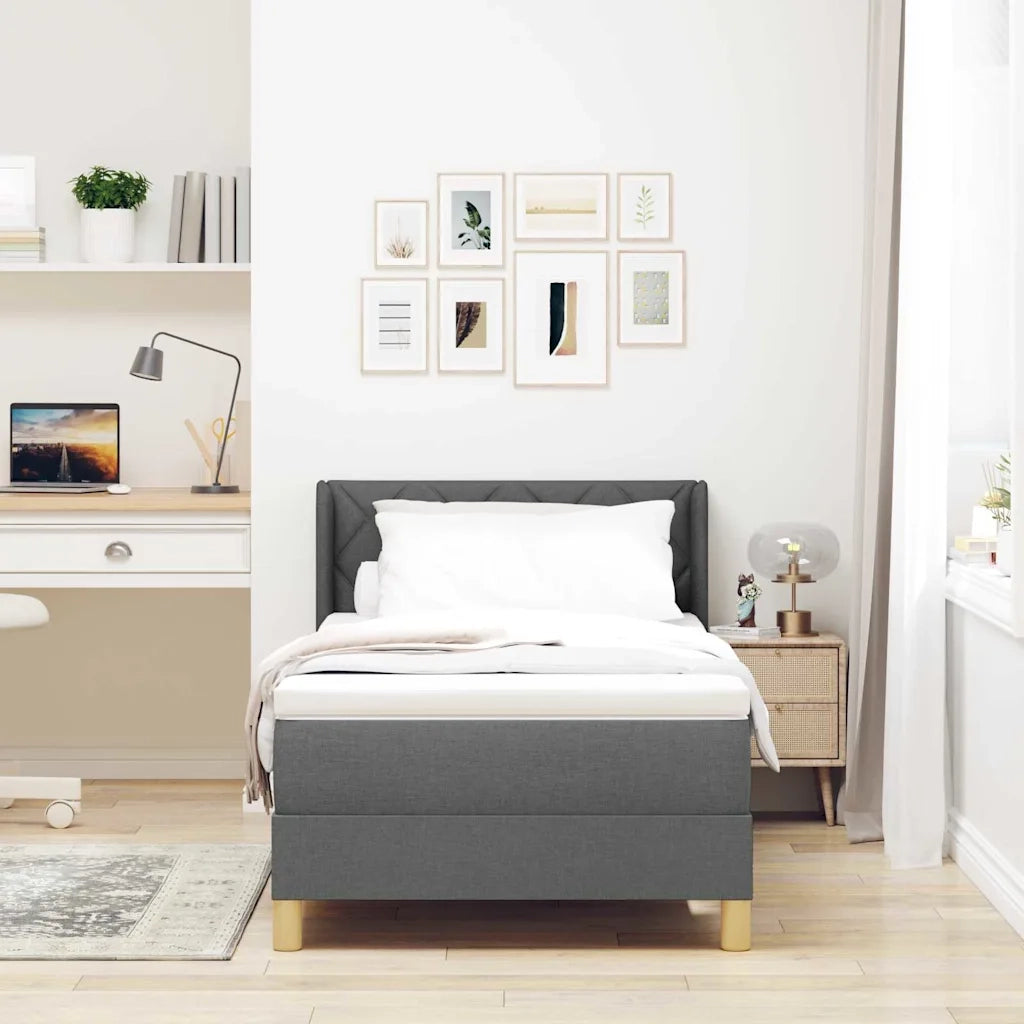 Letto a molle con materasso Grigio scuro 200 x 90 cm Tessuto 3341336