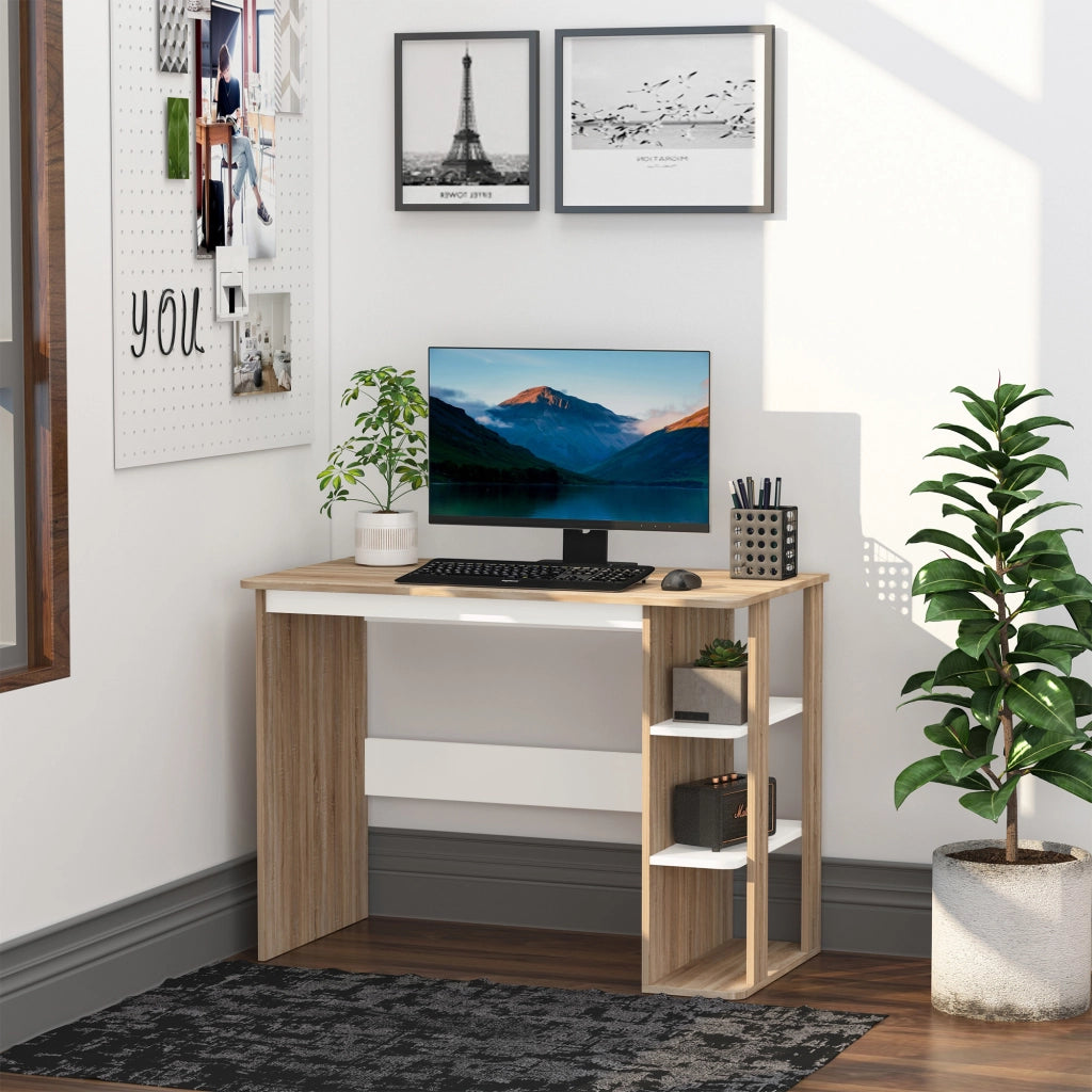 Scrivania con Libreria 3 Ripiani ¨C Xylo ¨C Legno Bianco 100x55x74 cm