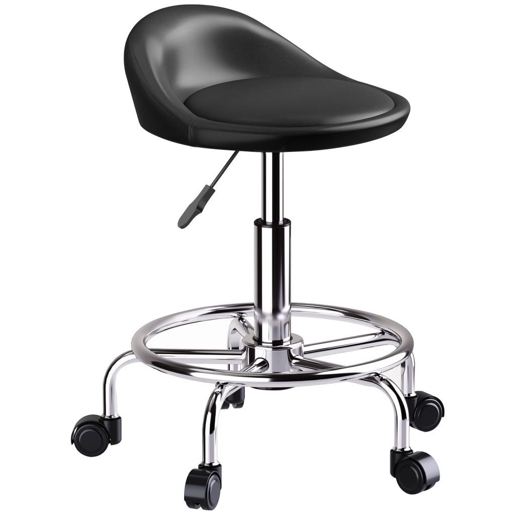 Sgabello da lavoro regolabile in altezza con schienale ¨C Minimal ¨C Nero, 59-75 cm