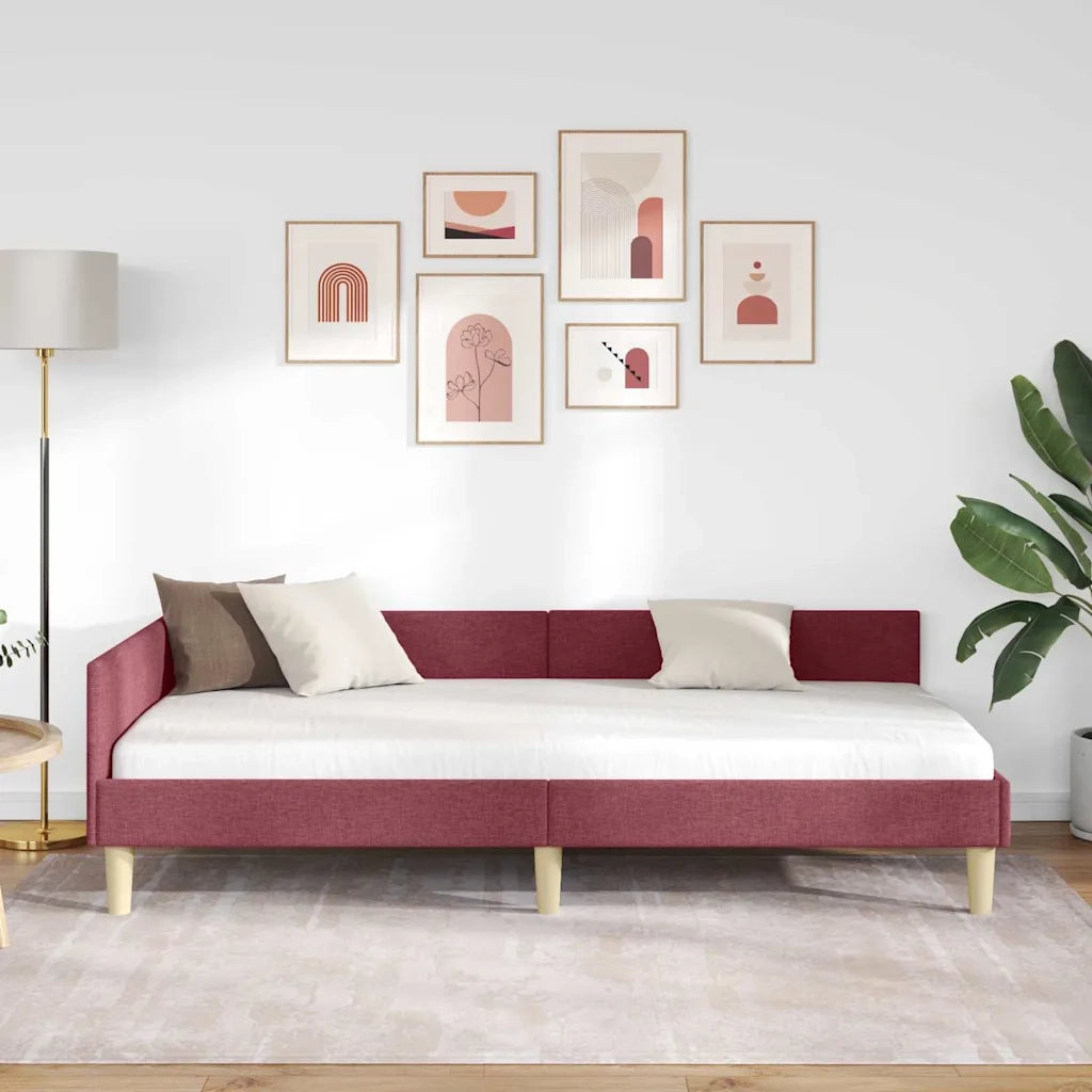 Cornice del letto ad angolo Rosso Vino 100 x 200 cm Tessuto 42016128