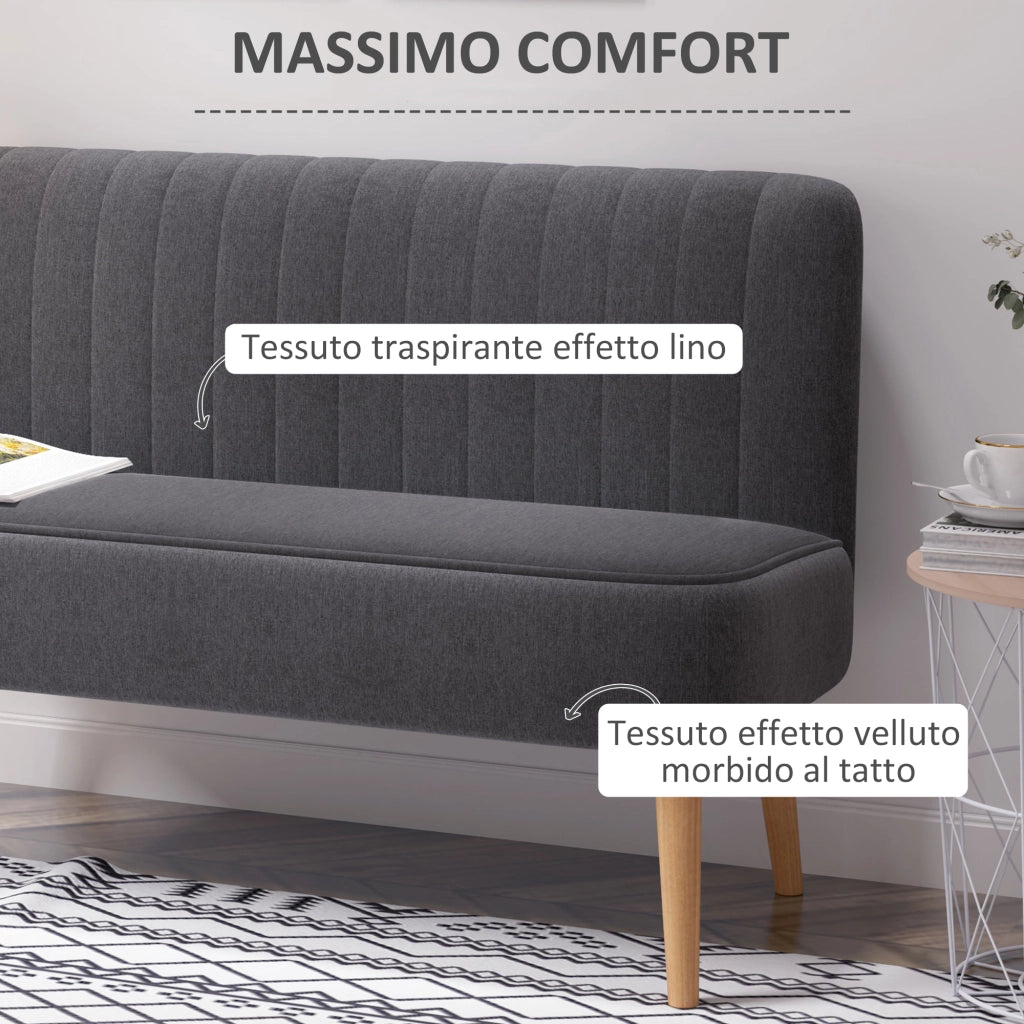 Divano 2 Posti in Tessuto ¨C Minimal ¨C Grigio Scuro, 117x56.5x77 cm
