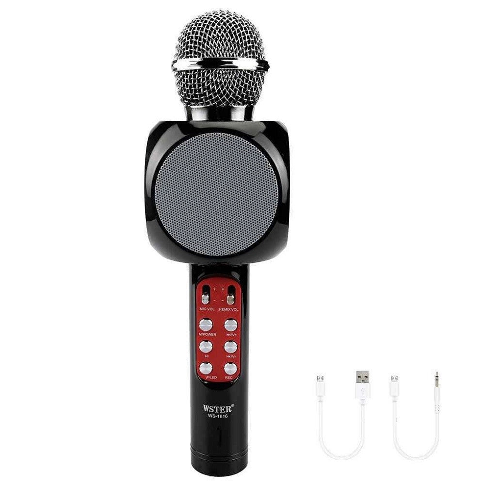 Trade Shop - Microfono Portatile Wireless Con Bluetooth Karaoke Cassa Integrata Ws-1816 -
