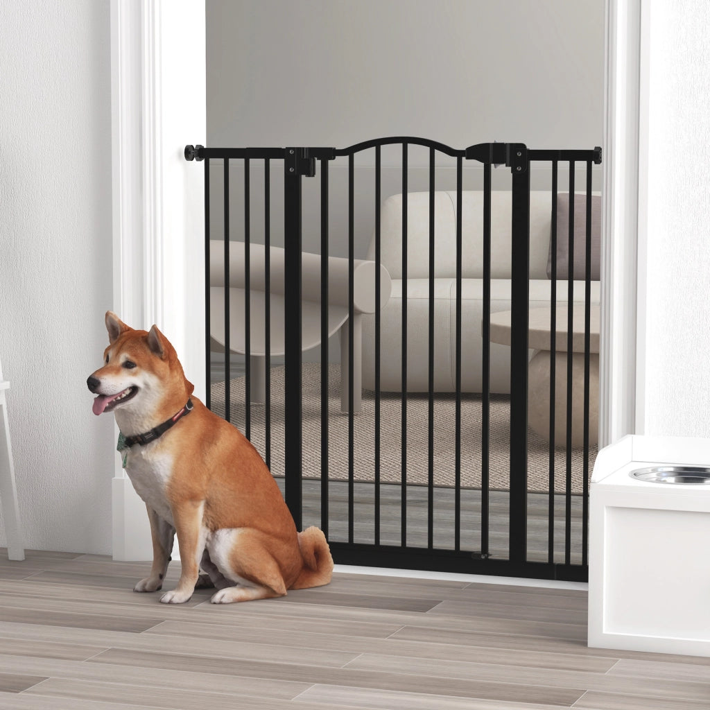 Cancelletto per Cani Estensibile ¨C zephmum ¨C Nero Metallo Plastica 74-100x94 cm