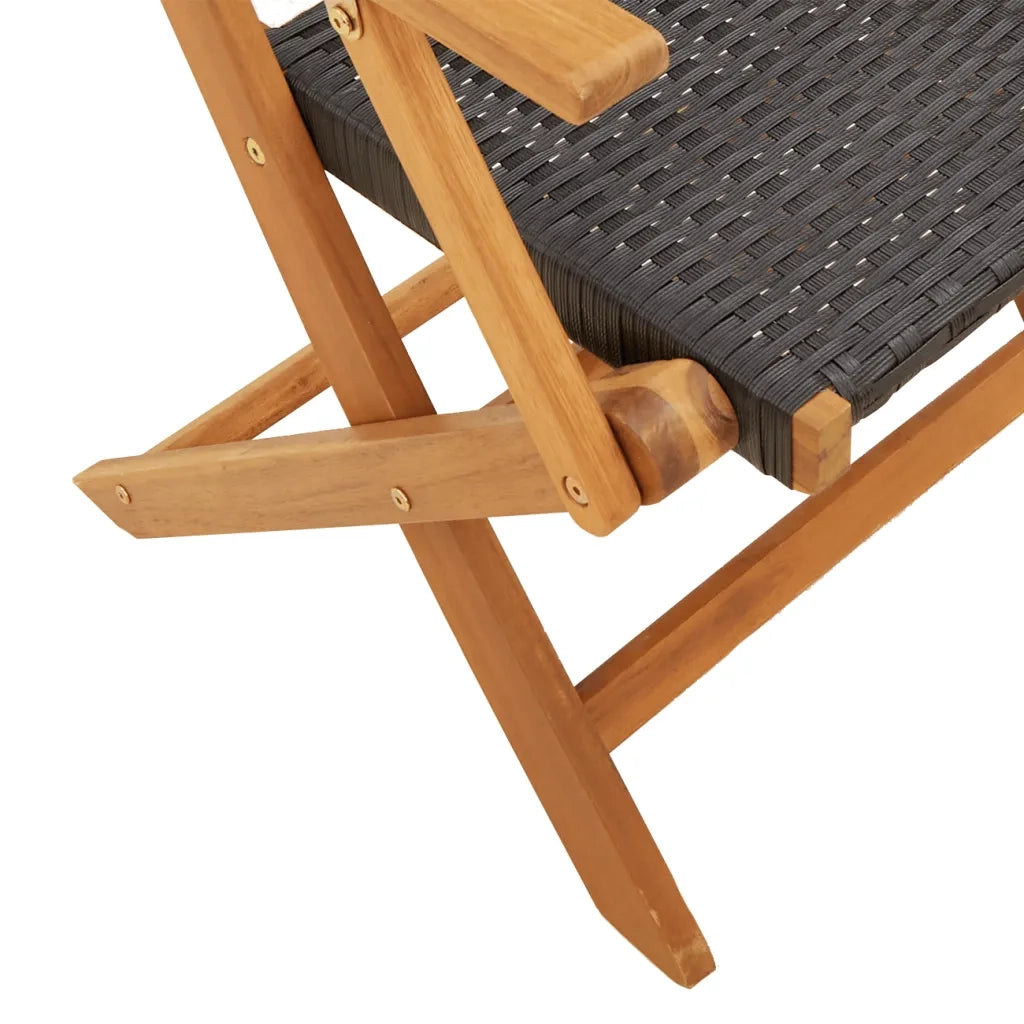 Set da Bistrot 3 pz Nero in Polyrattan e Legno Massello 3281802