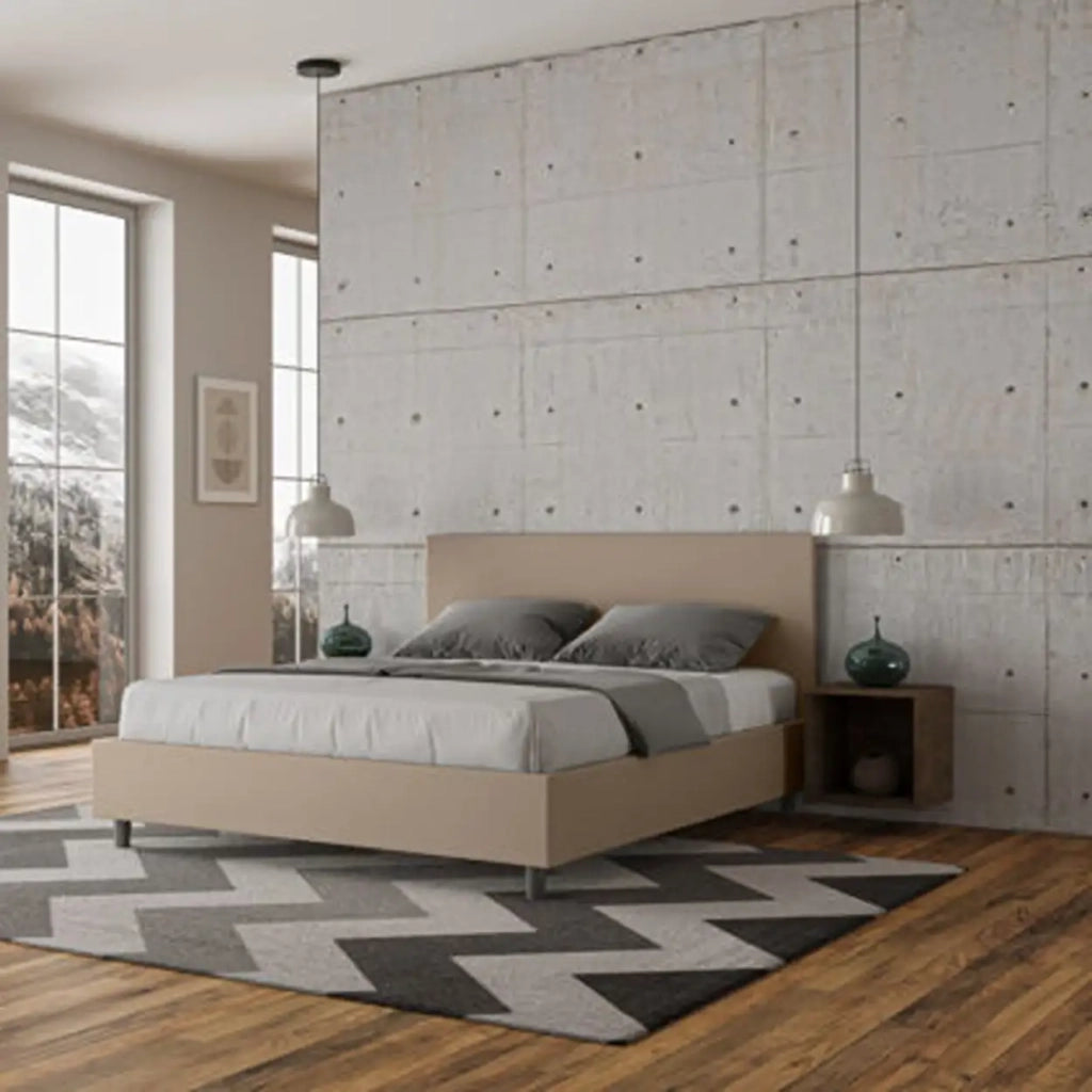 Letto matrimoniale contenitore imbottito 160x200 similpelle tortora Adele