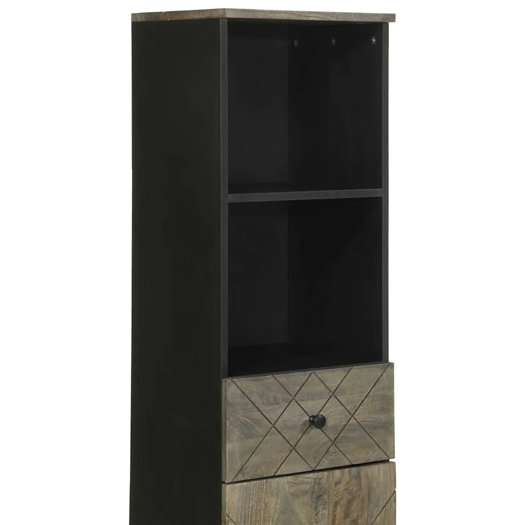 Mobile da Bagno Nero 38x33x160 cm in Legno Massello di Mango 4017706