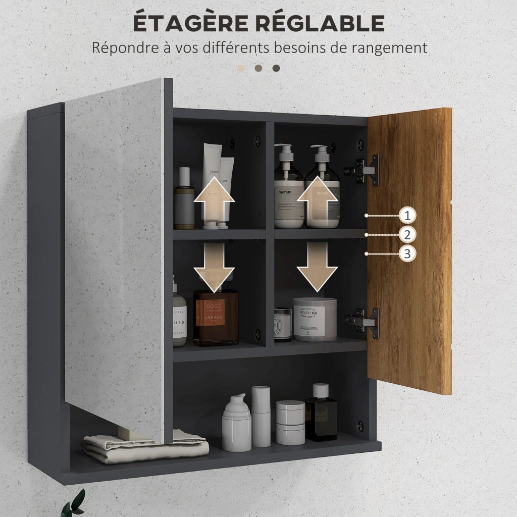 Armadietto da bagno specchio ¨C Minimal ¨C 55x17x55 cm grigio scuro