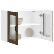 Pensile da Cucina con Porta in Vetro-Mobile Cucina da Parete Lucca Rovere Fumo 732711