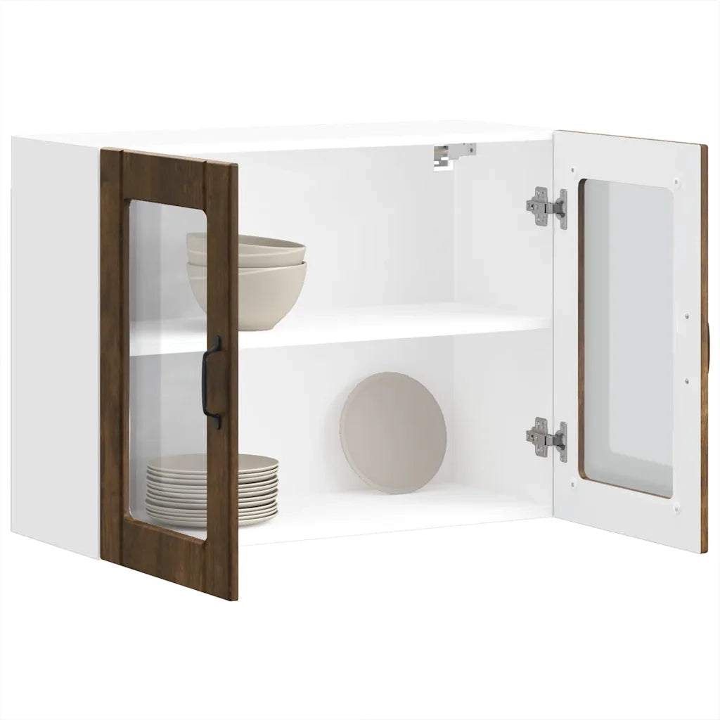 Pensile da Cucina con Porta in Vetro-Mobile Cucina da Parete Lucca Rovere Fumo 732711