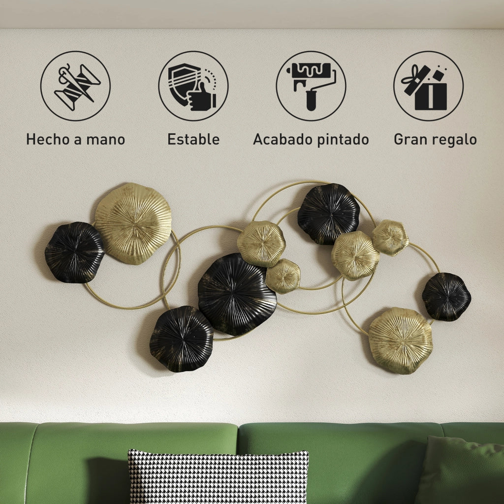Scultura a Parete Foglia di Loto ¨C zephmum ¨C 84x35 cm Dorato e Nero