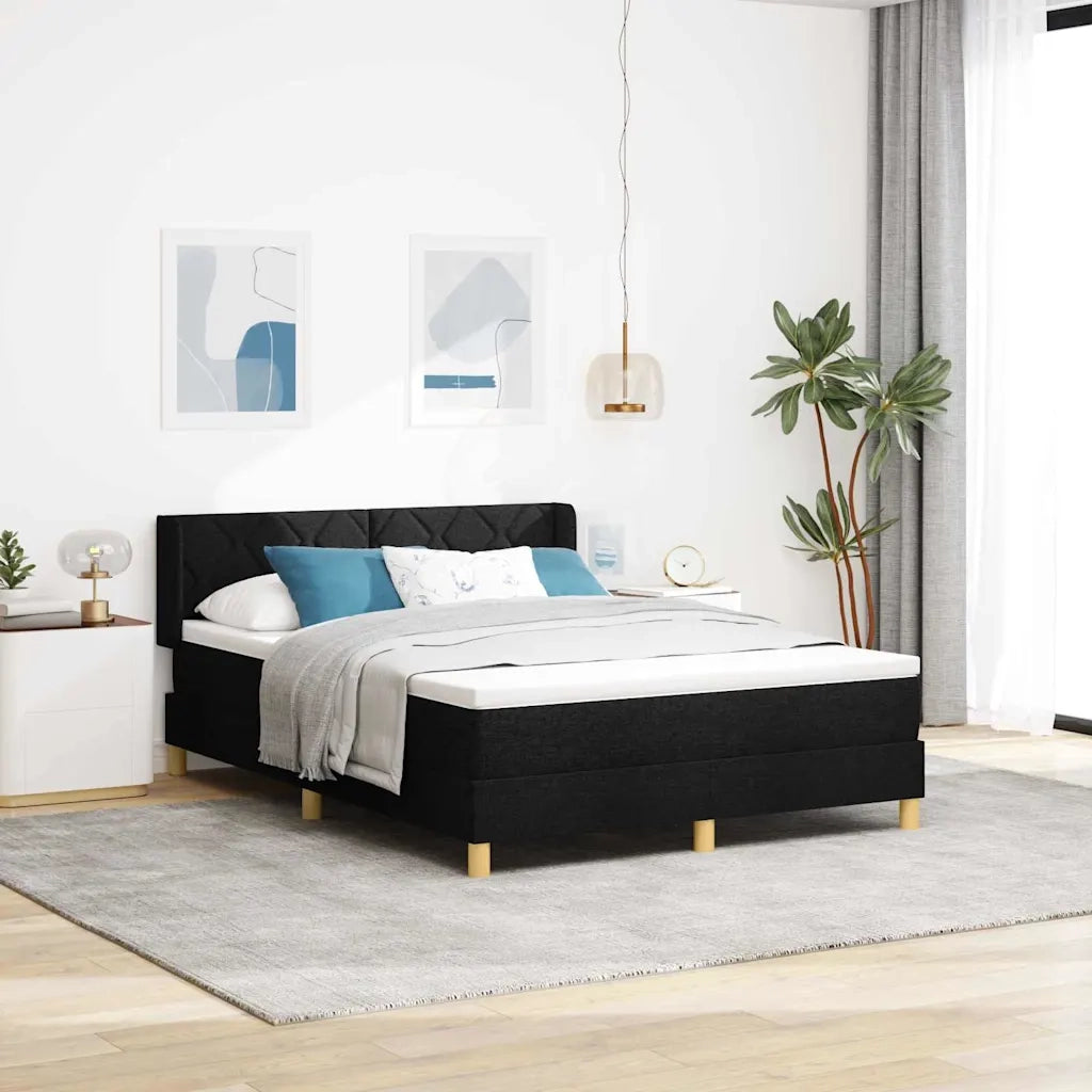 Letto a molle con materasso Nero 190 x 140 cm Poliestere 3341351