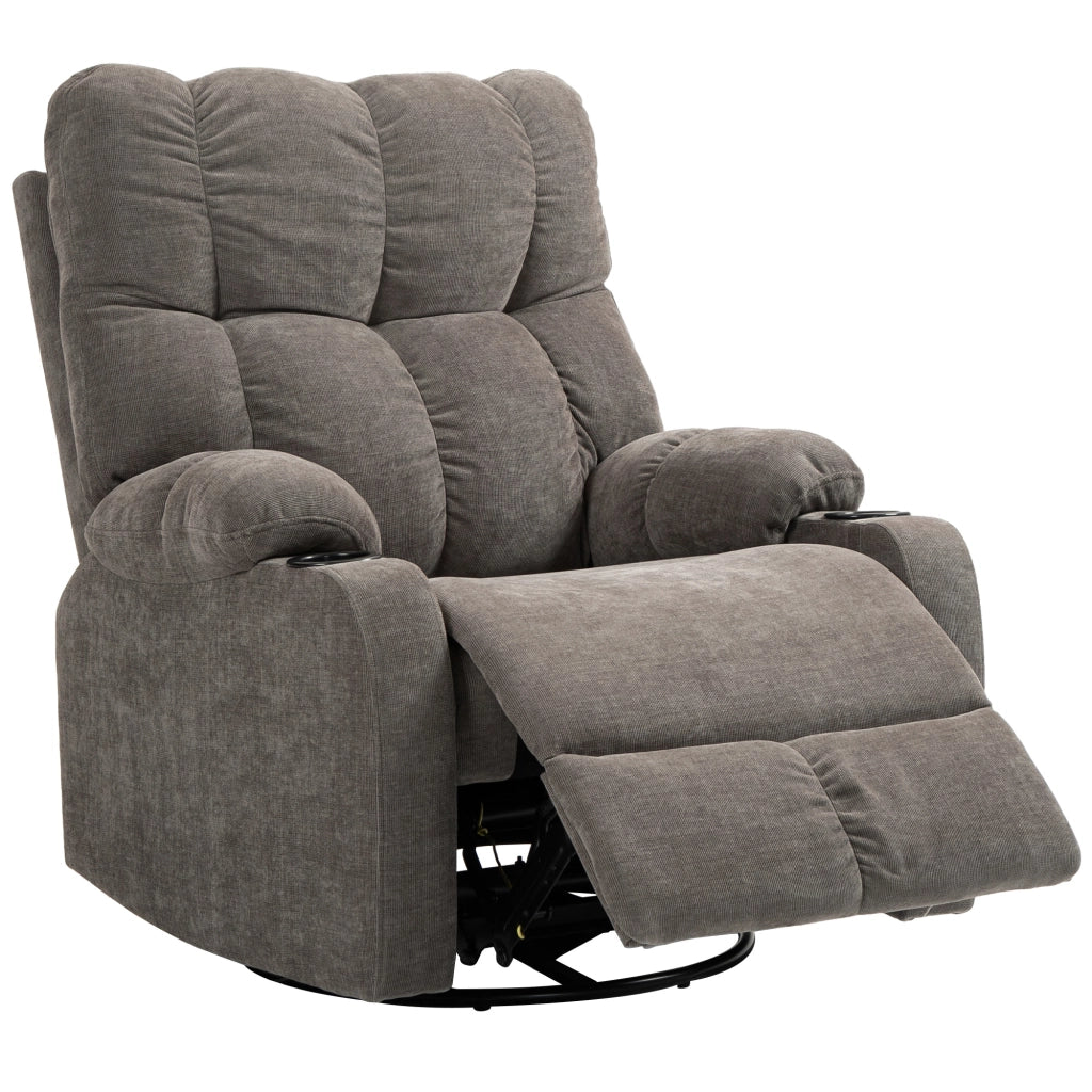 Poltrona relax girevole con poggiapiedi ¨C Minimal ¨C beige chiaro 88x96x108