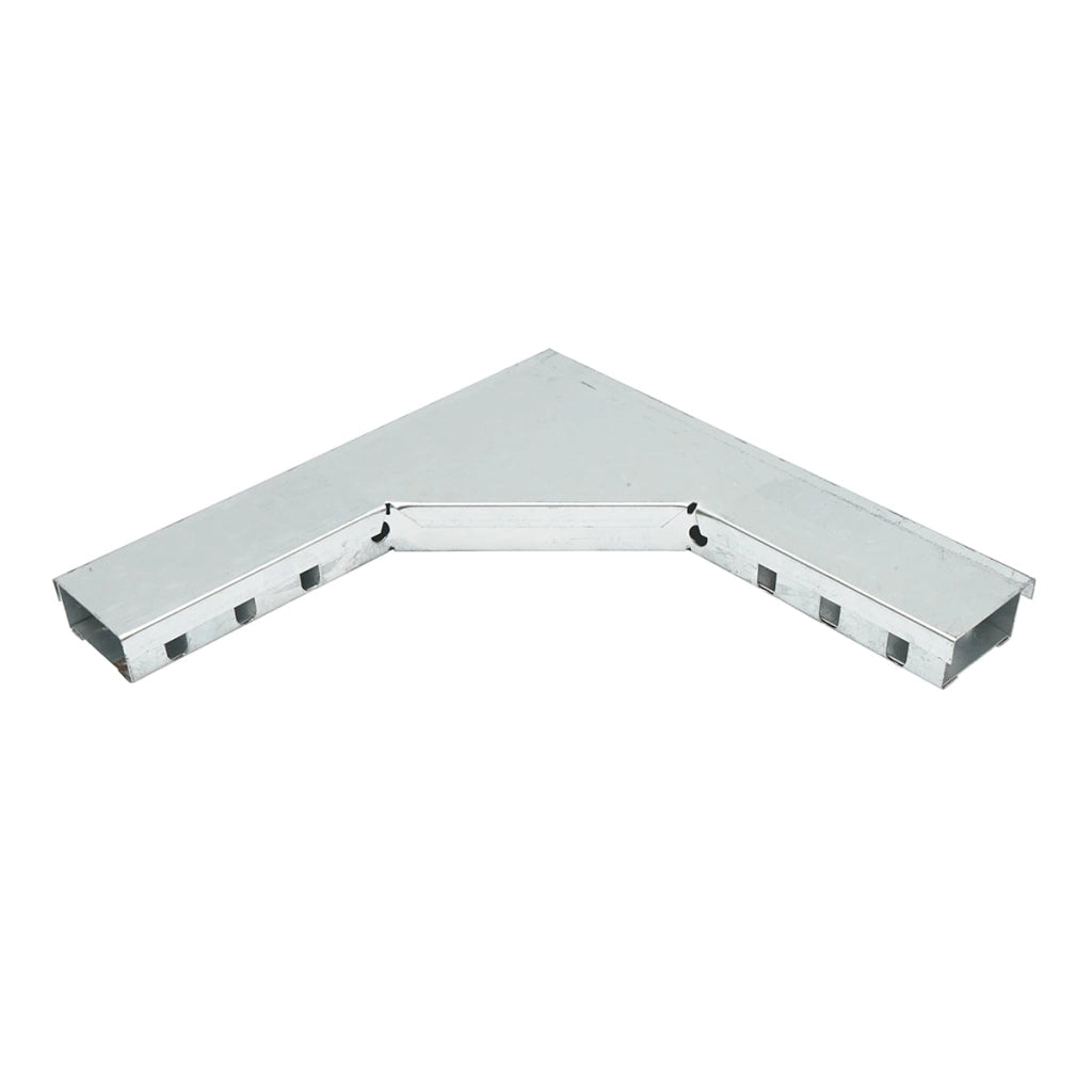 Gomito orizzontale a 90 gradi in acciaio zincato per grondaia 25x50mm