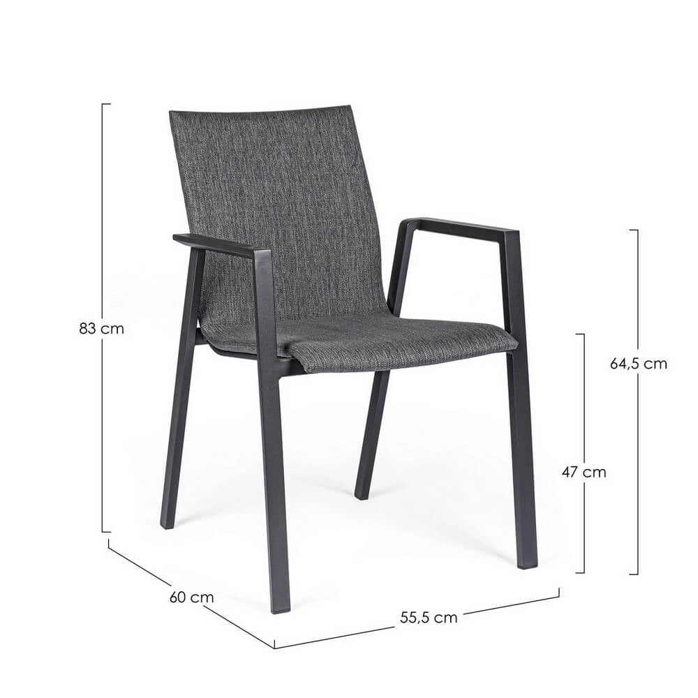 Set di 4 Sedia da Esterno con Braccioli in Alluminio e Tessuto - CLASSICAL