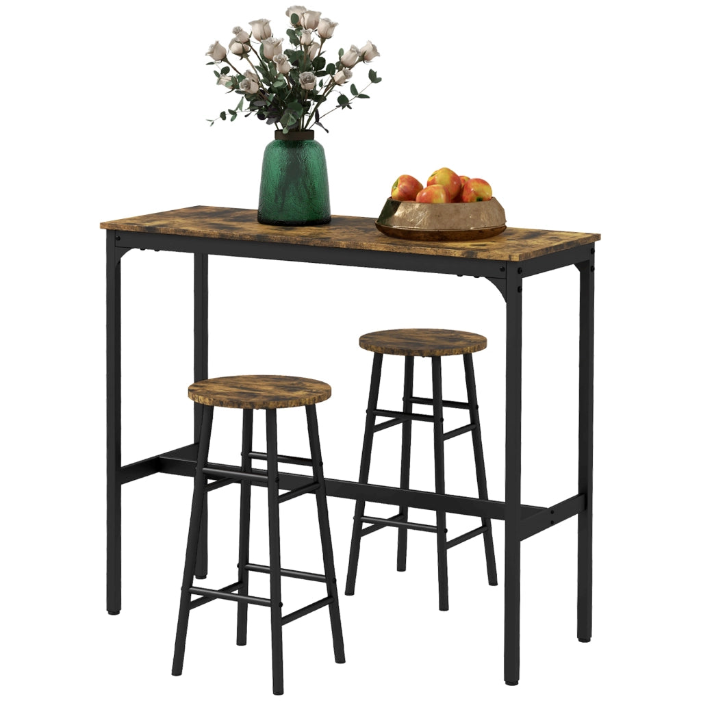 Tavolo da bar con 2 sgabelli ¨C Minimal ¨C Marrone + Nero