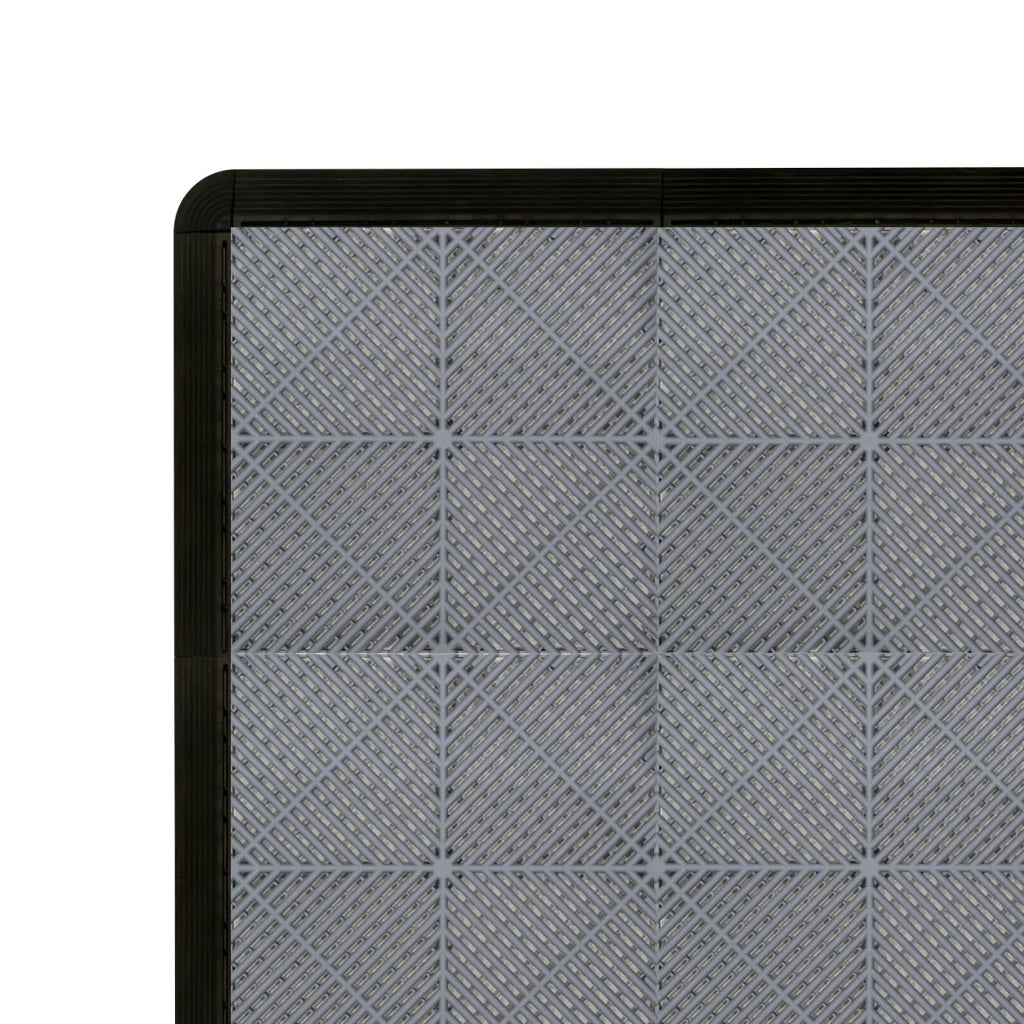 Piastrelle ventilate grigie e nere 6m x 6m per garage doppio e officine, antiscivolo.
