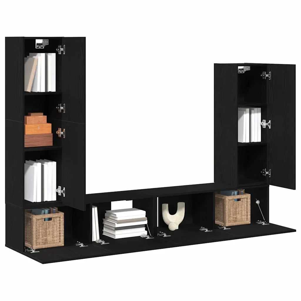 Set mobile TV 6 pcs Rovere Nero Legno multistrato 3333060
