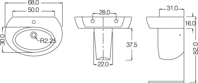 Lavabo klio monoforo 68 cm