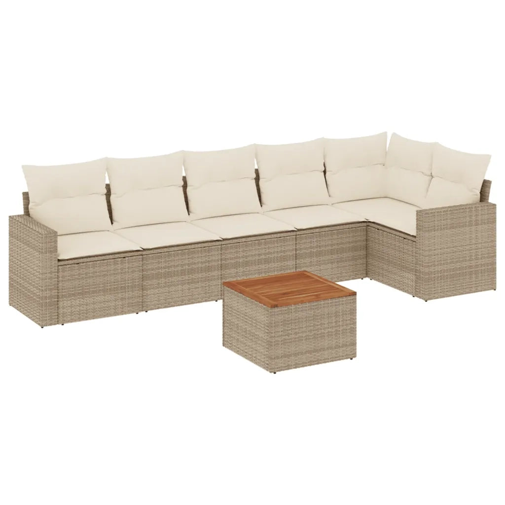 Set Divani da Giardino 7 pz con Cuscini Beige in Polyrattan 3256464