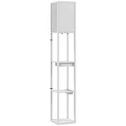 Lampada da terra con ripiano a 3 livelli, interruttore a pedale, porte USB, MDF, bianca