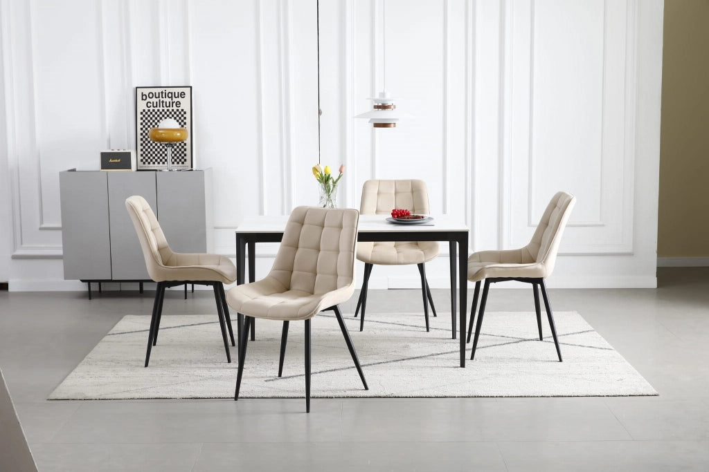 Sedia VALORA BERA - Velluto beige con gambe nere