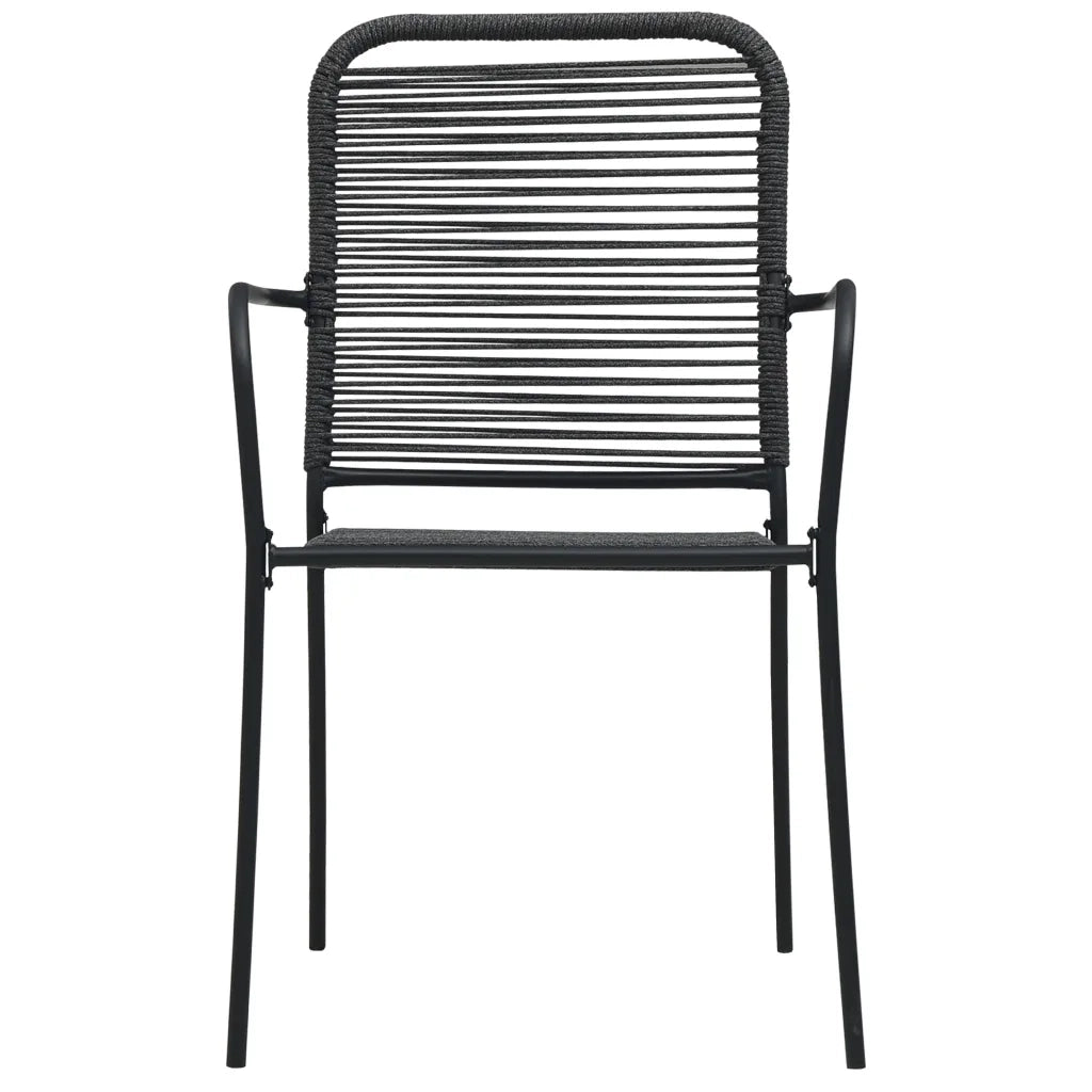 Set da Pranzo da Esterni 3 pz in Corda di Cotone e Acciaio Nero 3058277