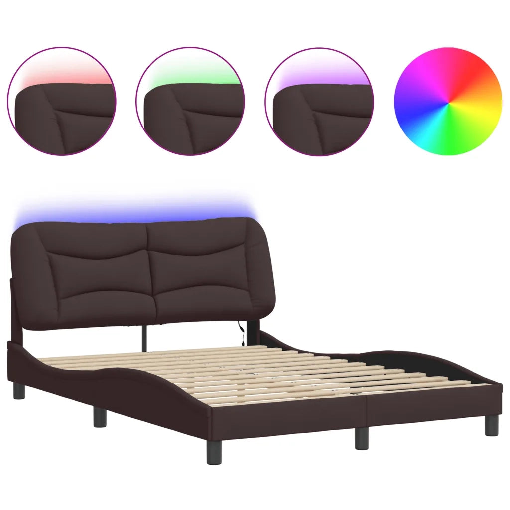 Giroletto con LED senza Materasso Hvar Marrone Scuro 140x190 cm 3213700