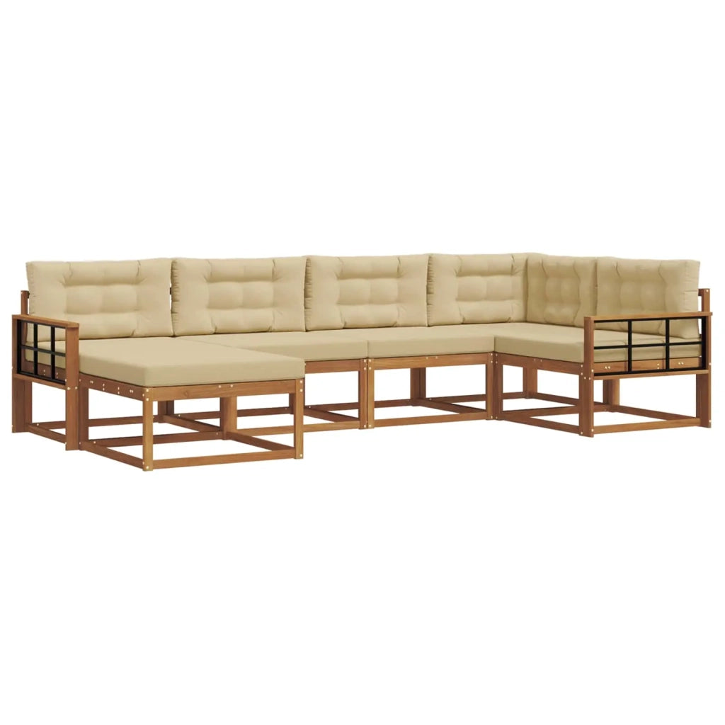 Set di divani da esterno con cuscino 6 pcs Naturale e Beige 3367836