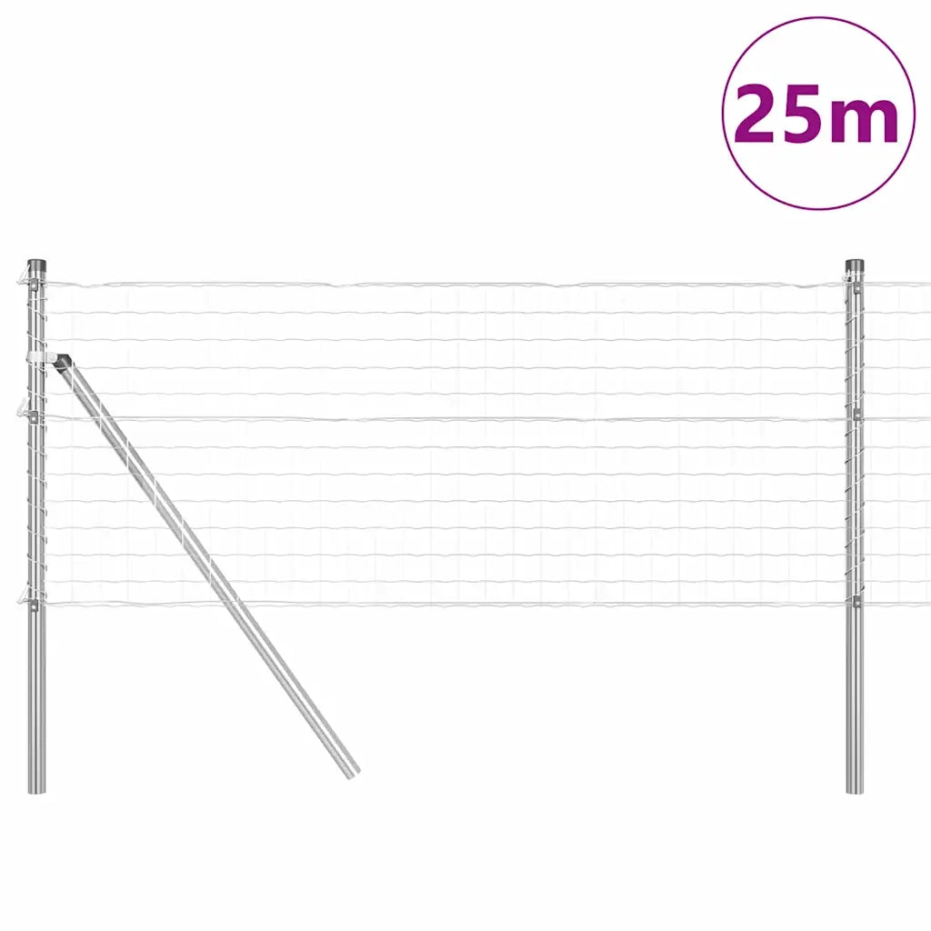 Recinzione con Posto Grigio 0,4 x 25 m Acciaio e PVC 3350491