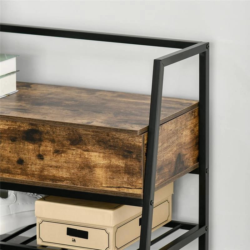 MOBILE SCARPIERA CON VANO CONTENITORE LEGNO E METALLO MARRONE