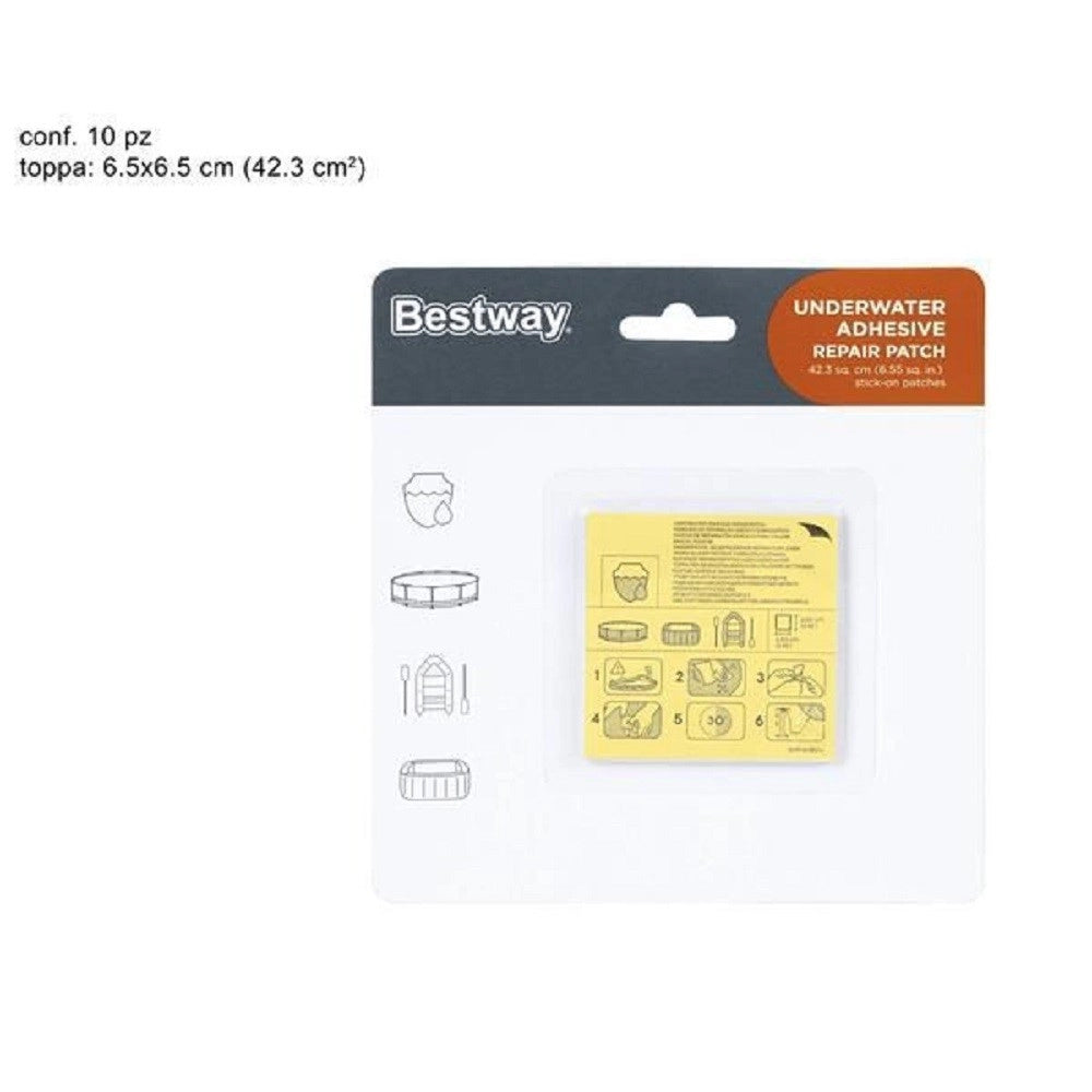 Trade Shop - Kit 10pz Toppe Di Riparazione Autoadesive Per Piscine Resistenti All'acqua 62091 -