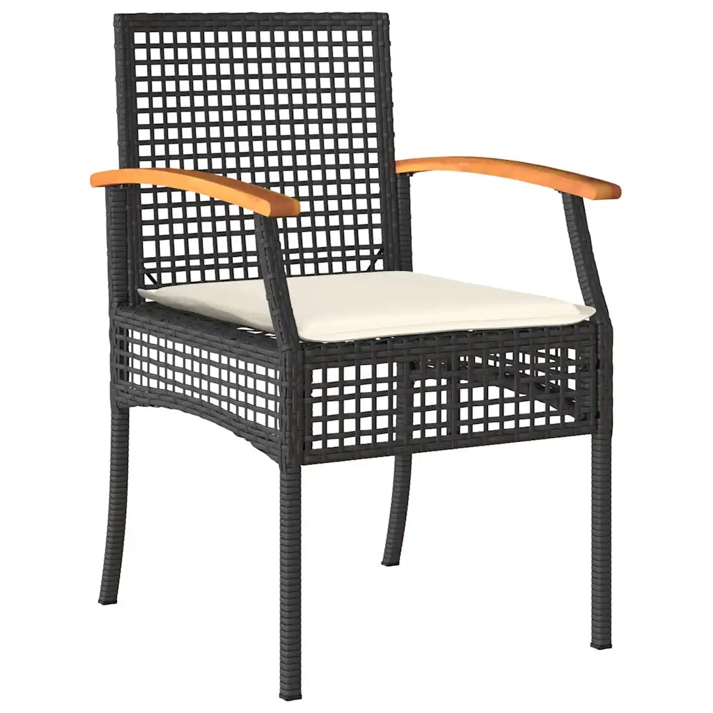 Set da Pranzo per Giardino 7 pcs Nero polyrattan