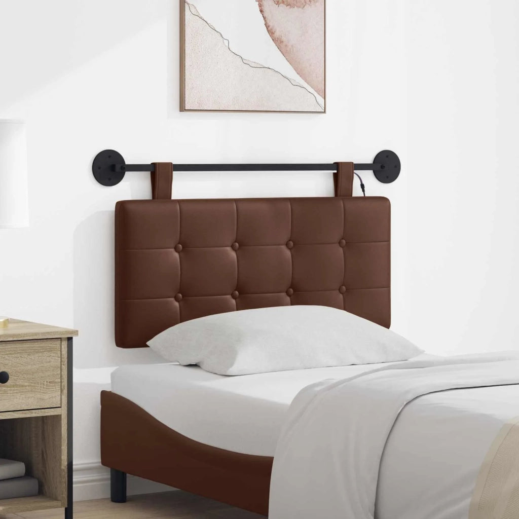 Testiera | Testata sospesa Con luce LED Marrone Similpelle