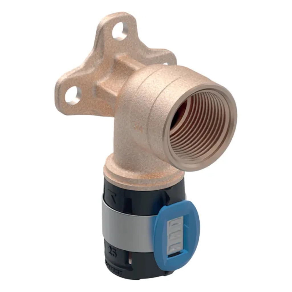 Gomito di allacciamento 90? flowfit con base filetto lungo femmina per multistrato a pressare h52 mm 1/2 ?20mm - femmina - attacco lungo  Geberit