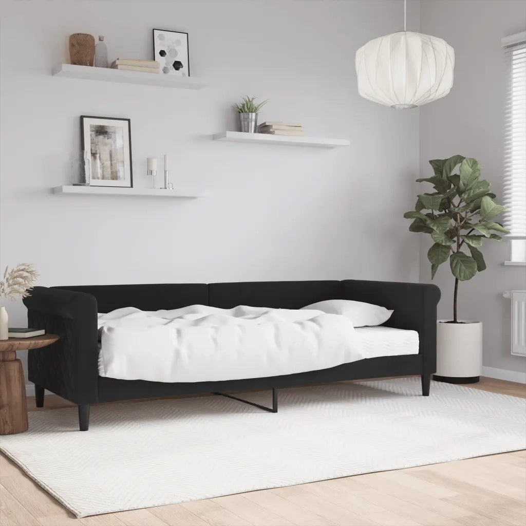 Divano letto | Sof¨¤ letto | Letto singolo con Materasso Nero 80x200 cm in Velluto