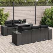 Set Divani da Giardino con Cuscini 7pz Nero Polyrattan 3326736