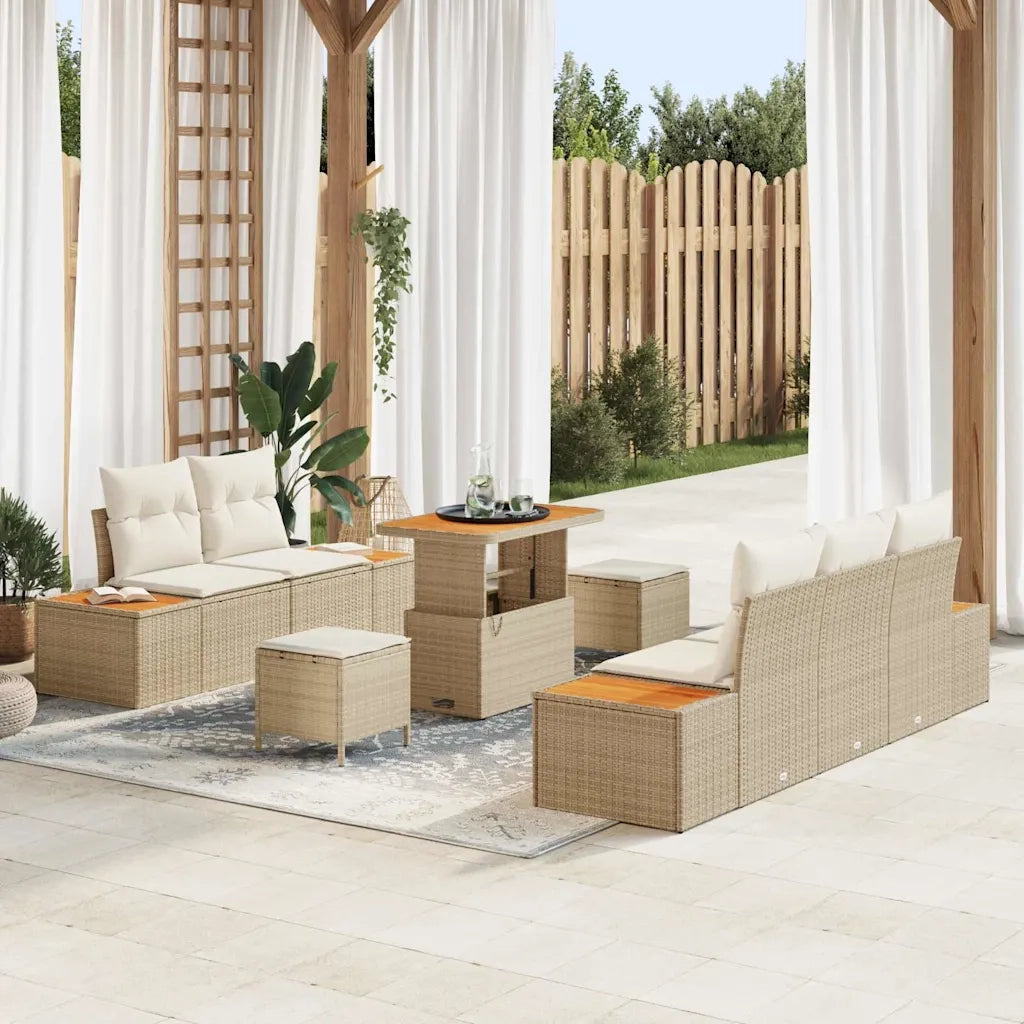 Set Divano da Giardino con cuscino 8 pcs Beige e Crema 3364811