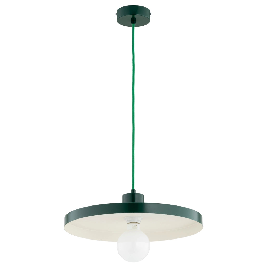 Lampada sospesa loft verde/bianca piatto E27 Eteri Alfa
