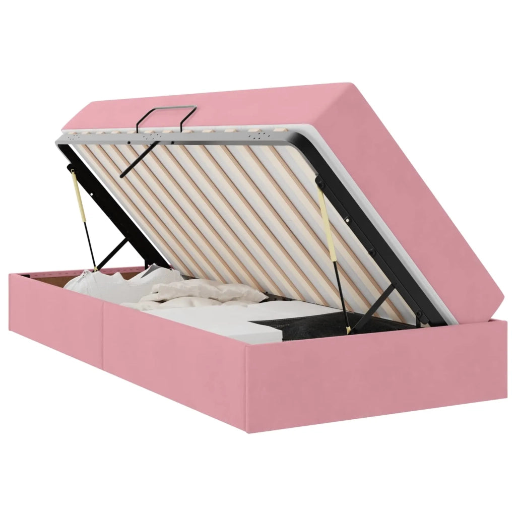 Letto con contenitore e materasso Rosa 90 x 200 cm Velluto 3399699