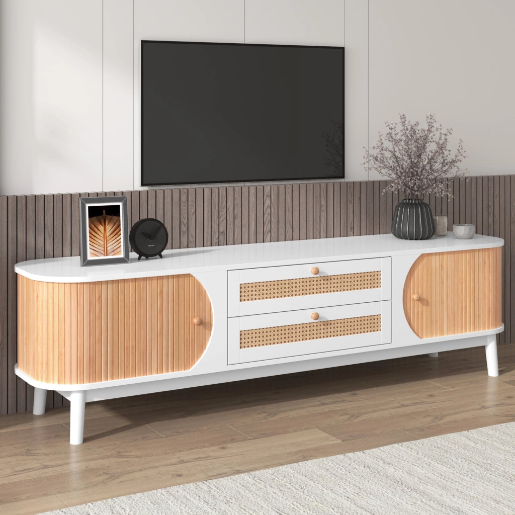 Cassettiera per TV bianca in MDF lunghezza 170 cm